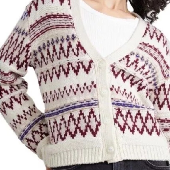 Rag & Bone sz S Willow Fair Isle Merino Wool Cardigan in Ivory Multi - Picture 14 of 16